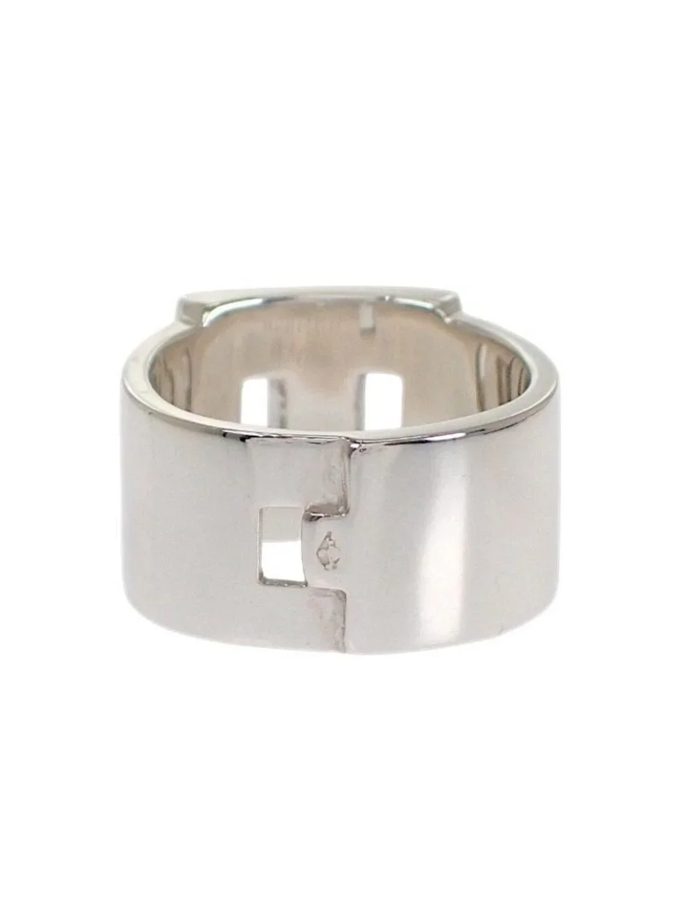 Hermes Newhela Crest Rin 48 Ring 925 Sterling Silver
